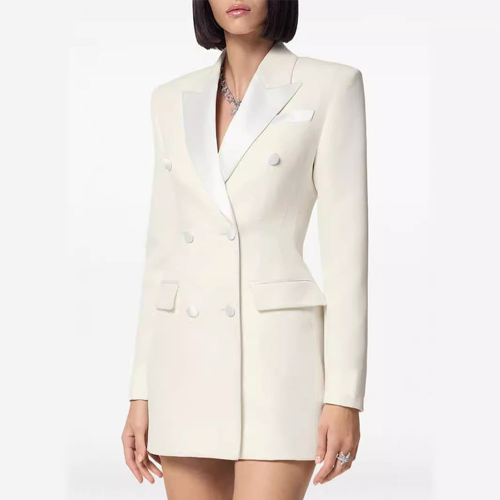 Women Short Tailored Blazer Dress in Double-Breasted Style Mune Fashion