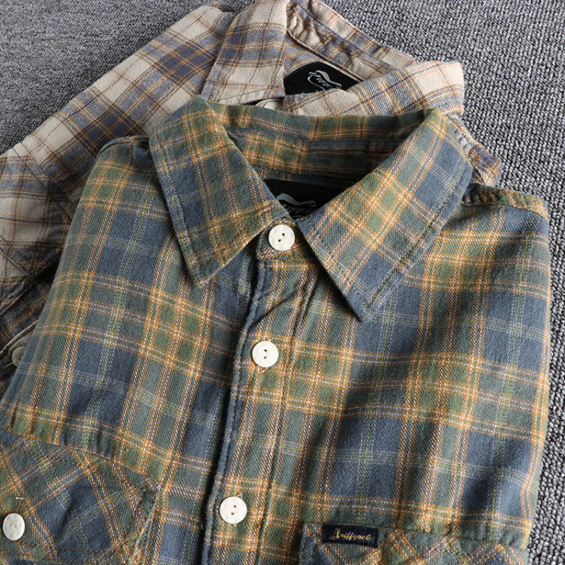Men's Check Flannel Shirt with Chest Pockets and Casual Relaxed Fit Mune Fashion