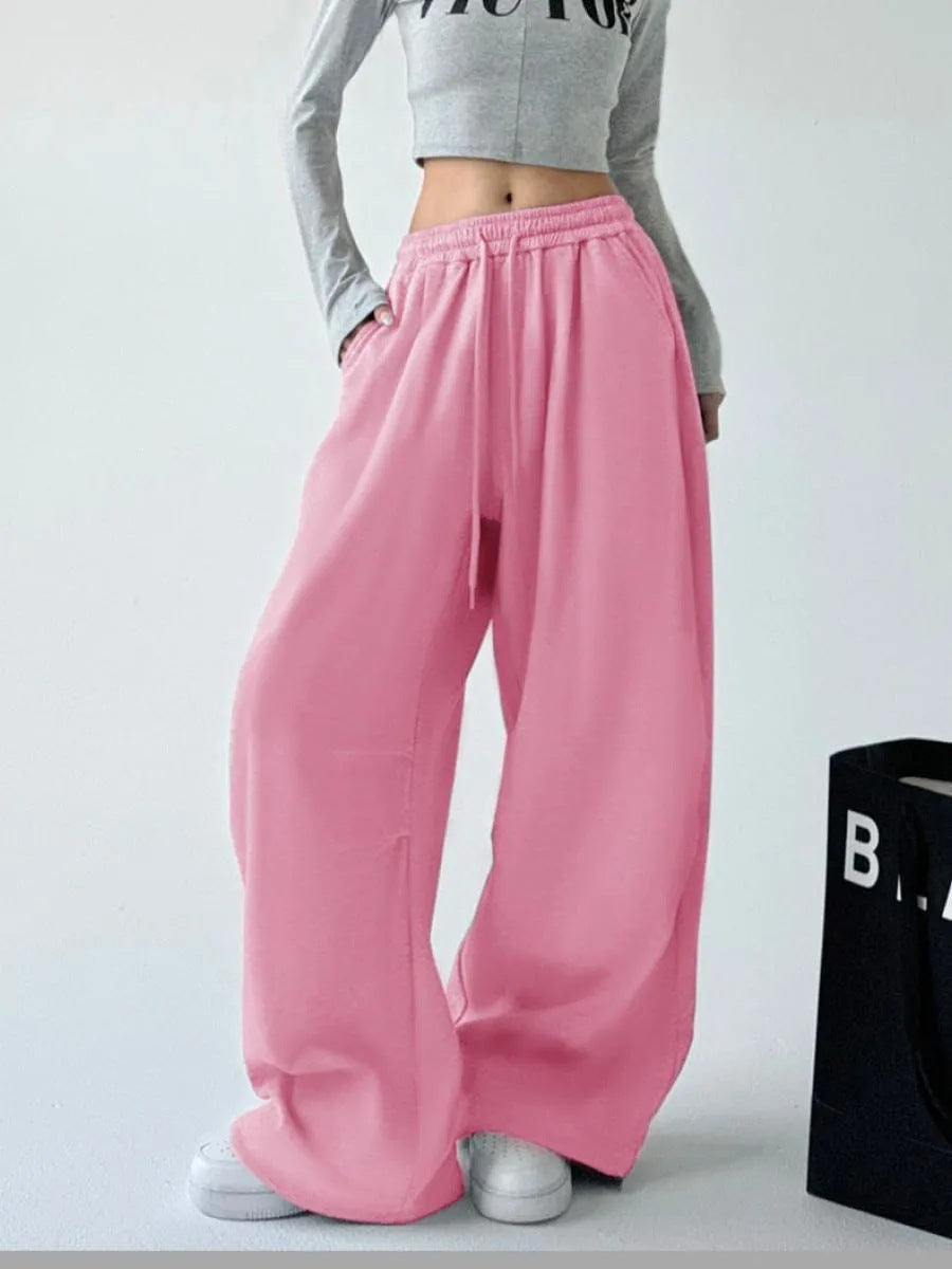 Women's extra-wide high-waist lounge pants with elastic drawstring waistband, drawstring and practical side pockets Mune Fashion