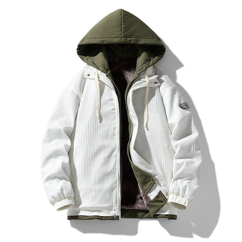 Men's Padded Hooded Jacket with Graphic Print, Teddy Inner Lining and Windproof Outer Shell Mune Fashion