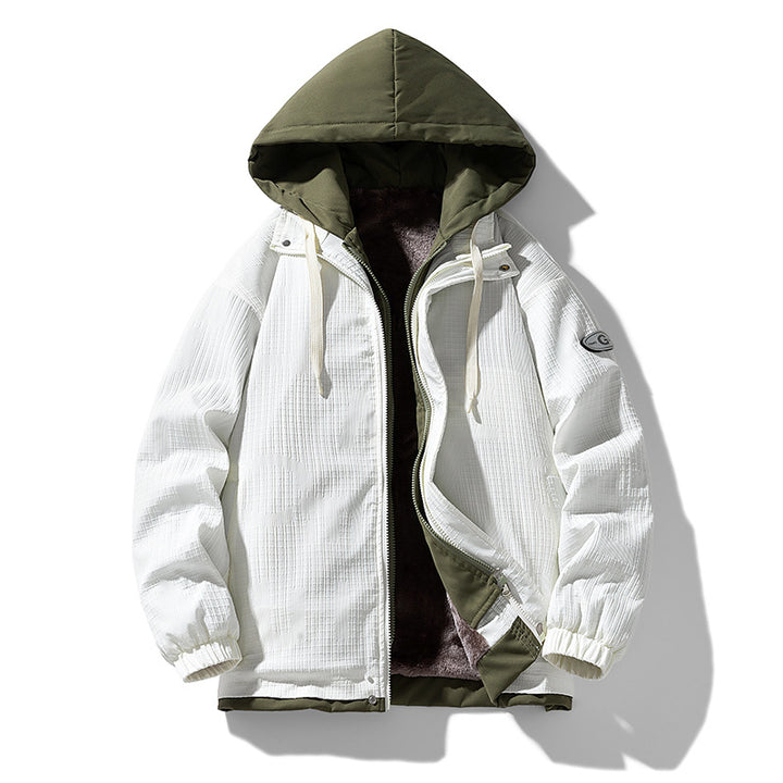 Men's Padded Hooded Jacket with Graphic Print, Teddy Inner Lining and Windproof Outer Shell Mune Fashion