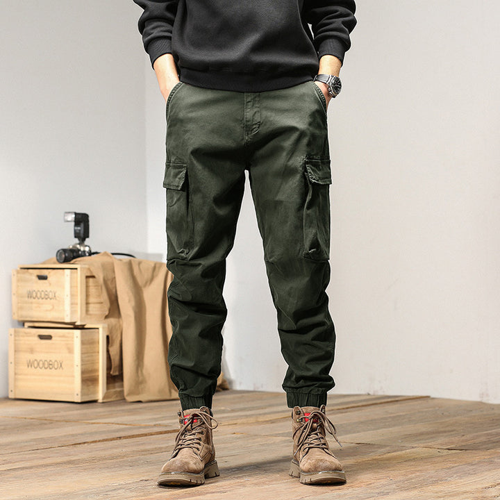 Men's military-inspired relaxed cargo joggers made of ripstop cotton with flap pockets Mune Fashion