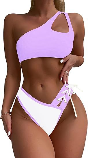 Women's One-Sided Bikini with Trendy Cut Mune Fashion