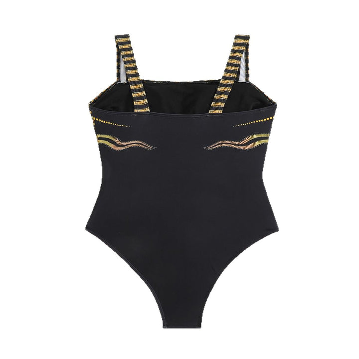 Ladies Elegant High-Cut Sport Swimsuit with Decorative Pattern Mune Fashion