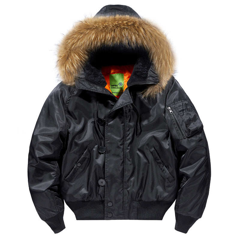 Men's insulated bomber jacket with removable faux fur hood and thermal lining Mune Fashion