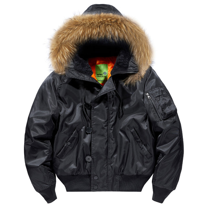 Men's insulated bomber jacket with removable faux fur hood and thermal lining Mune Fashion