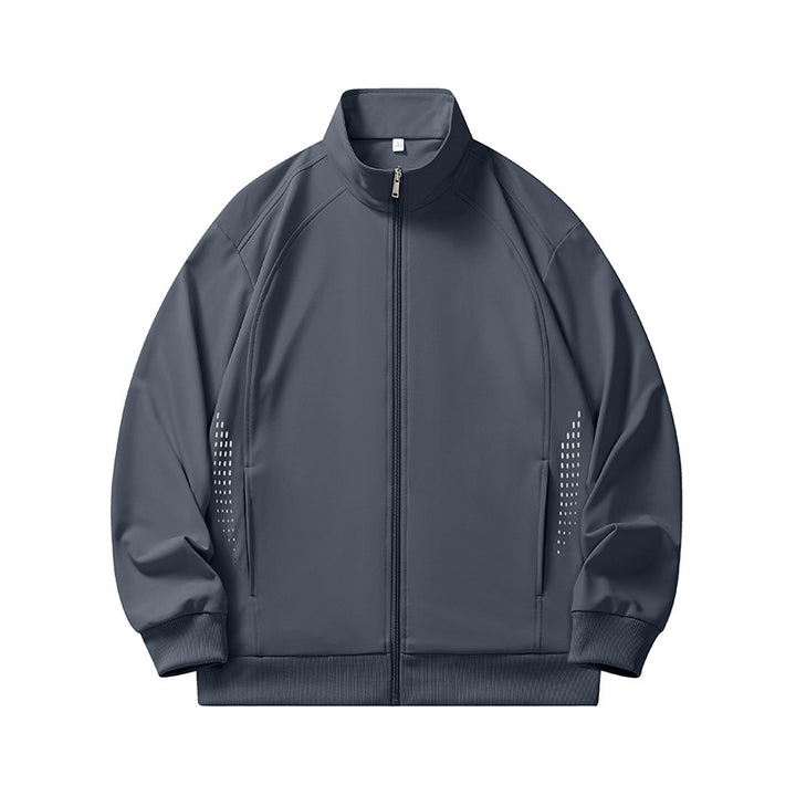 Men's lightweight windproof zip training jacket with stand-up collar, raglan sleeves and side reflective points Mune Fashion