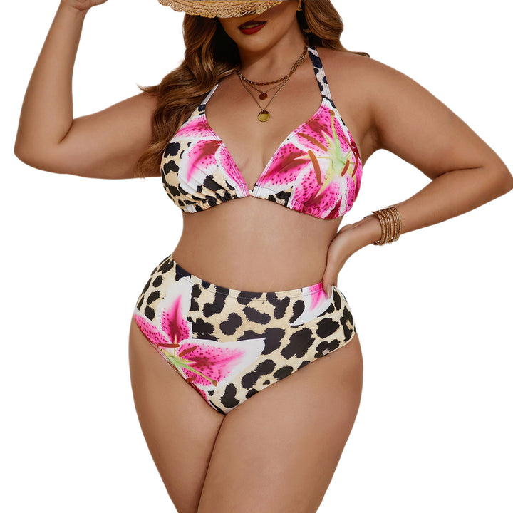 Women High-Cut Bikini with Floral Leopard Design Mune Fashion