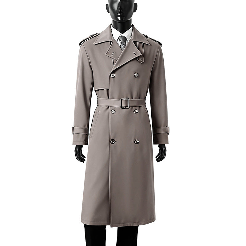 Men's Timeless Double-Breasted Trench Coat with Waist Belt, Shoulder Epaulettes and Cuff Straps Mune Fashion