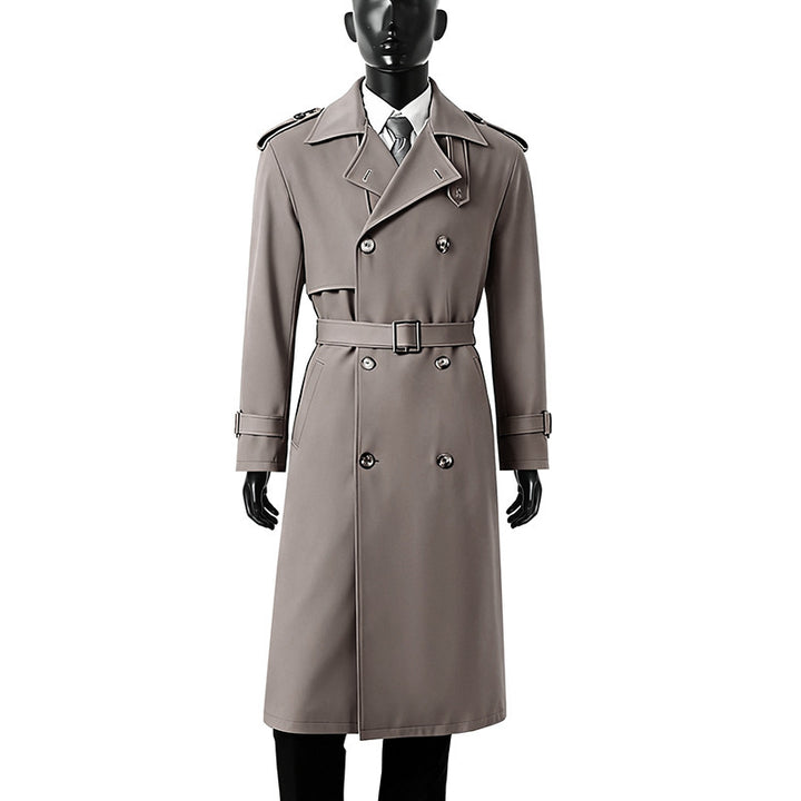 Men's Timeless Double-Breasted Trench Coat with Waist Belt, Shoulder Epaulettes and Cuff Straps Mune Fashion