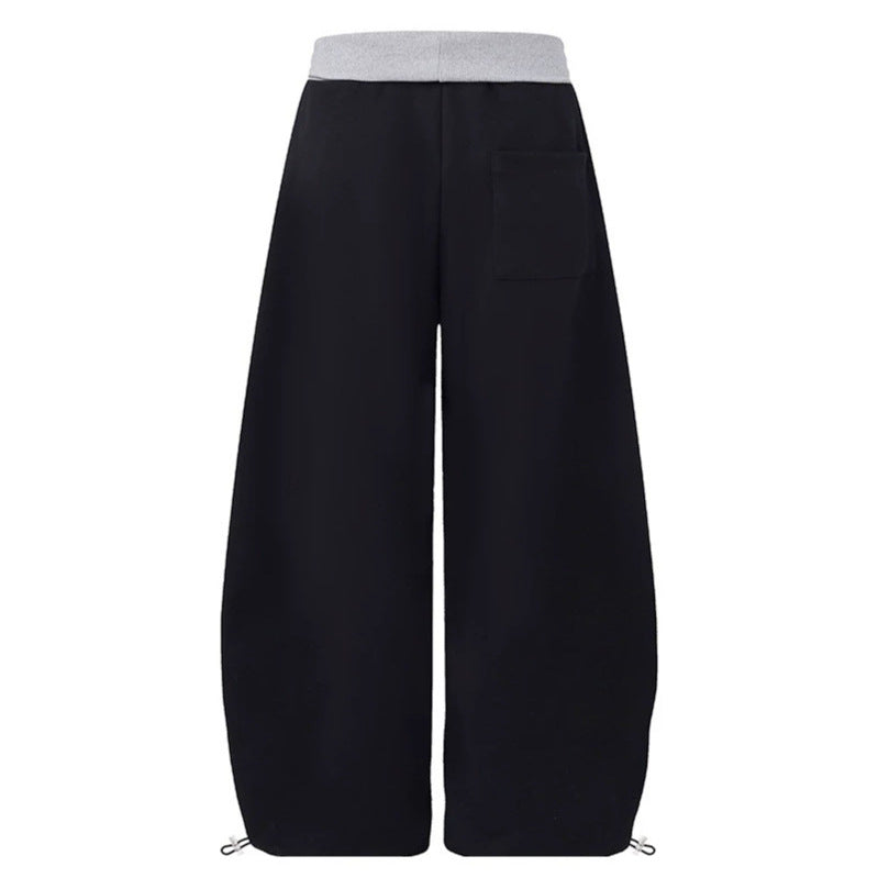 Women's Wide Palazzo Jogging Pants with High Comfort Waistband, Side Text Print and Adjustable Hem Mune Fashion