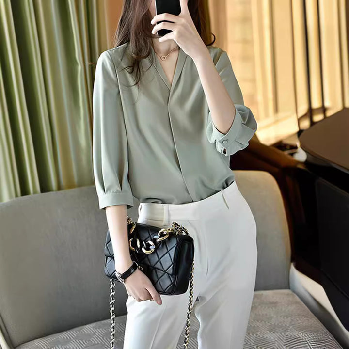 Women Elegant Blouse with Balloon Sleeves Mune Fashion