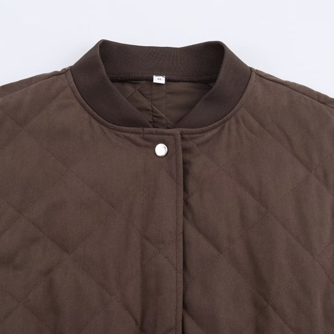 Women Oversized Quilted Blouson with Raglan Sleeves and Patch Pockets Mune Fashion
