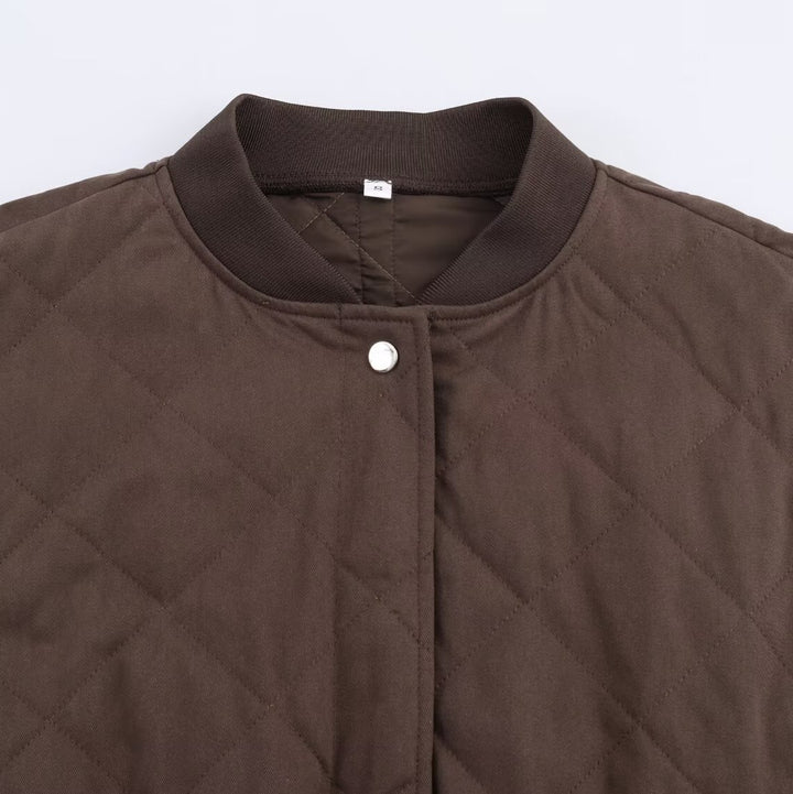 Women Oversized Quilted Blouson with Raglan Sleeves and Patch Pockets Mune Fashion