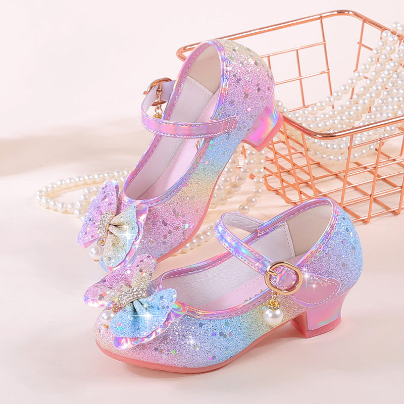 Girl Elegant Ballerina Shoes with Sparkling Bows and Rhinestones Mune Fashion