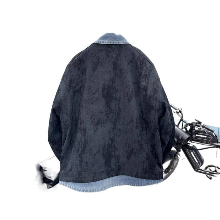 Men's Overshirt Jacket with Denim Interior Panel and Zippered Chest Pocket Mune Fashion