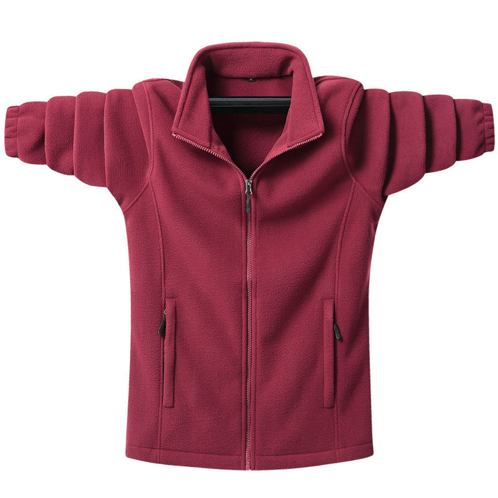 Men's classic fleece jacket with full-length zipper, stand-up collar, and concealed pockets Mune Fashion