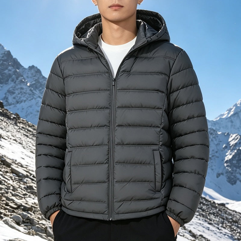Men's padded lightweight hooded quilted jacket with thermal filling and full-length zipper Mune Fashion