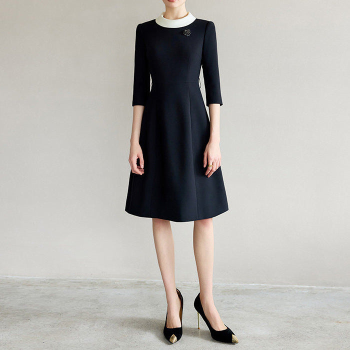 Women's Elegant Midi Dress with Waist Belt Mune Fashion