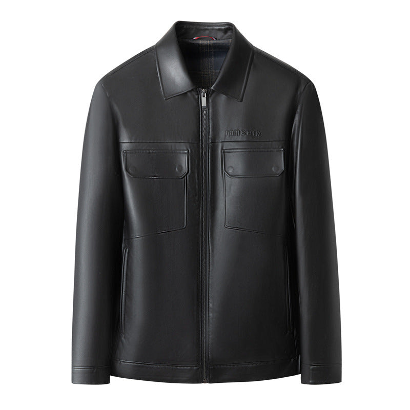 Men's Premium Leather Shirt Jacket Style with Chest Flap Pockets Mune Fashion