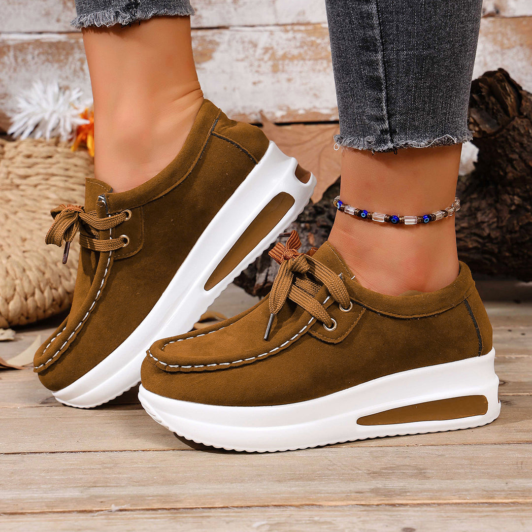 Women's Comfortable Wedge Platform Sneakers with Suede Look and Padded Comfort Insole Mune Fashion