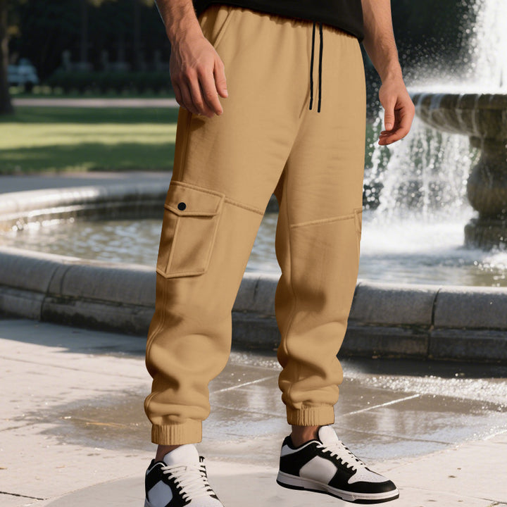 Men's Functional Cargo Jogging Pants with Drawstring, Safety Flap Pockets, and Elastic Ankle Cuffs Mune Fashion