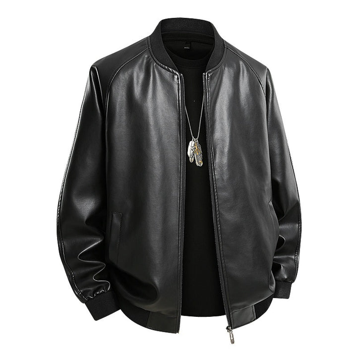 Men's Fashion Leather Bomber Jacket Mune Fashion
