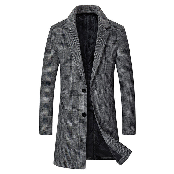 Men's Glencheck Wool Blend Coat with Quilted Thermal Lining and Slim Silhouette Mune Fashion