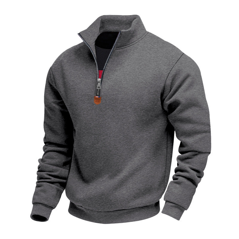 Men's nan Premium half-zip sweatshirt with high stand-up collar, sturdy zipper, and ribbed hem Mune Fashion