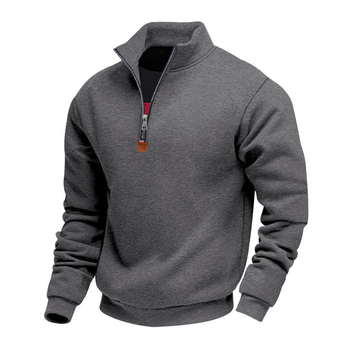 Men's nan Premium half-zip sweatshirt with high stand-up collar, sturdy zipper, and ribbed hem Mune Fashion