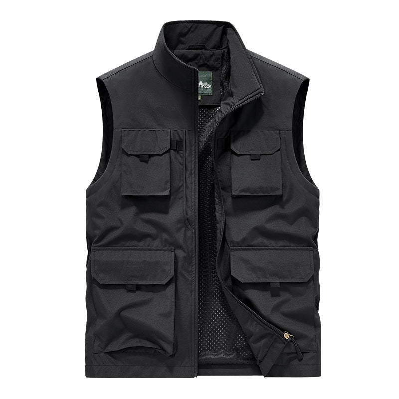 Men's Multifunctional Outdoor Vest with Multiple Pockets and Breathable Mesh Lining Mune Fashion