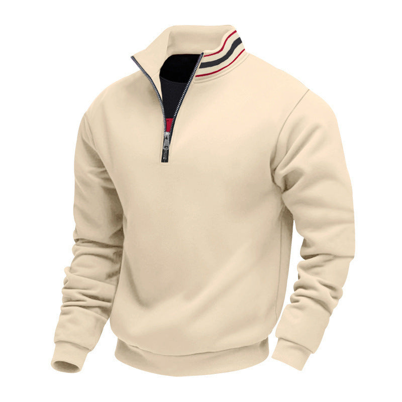 Men's half-zip sweatshirt with sporty ring collar and soft fleece inner lining Mune Fashion