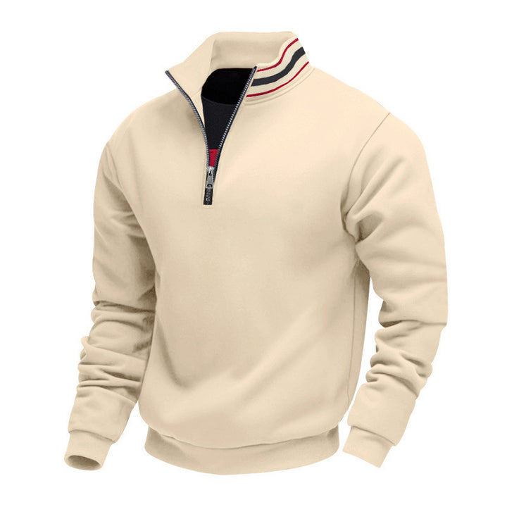 Men's half-zip sweatshirt with sporty ring collar and soft fleece inner lining Mune Fashion
