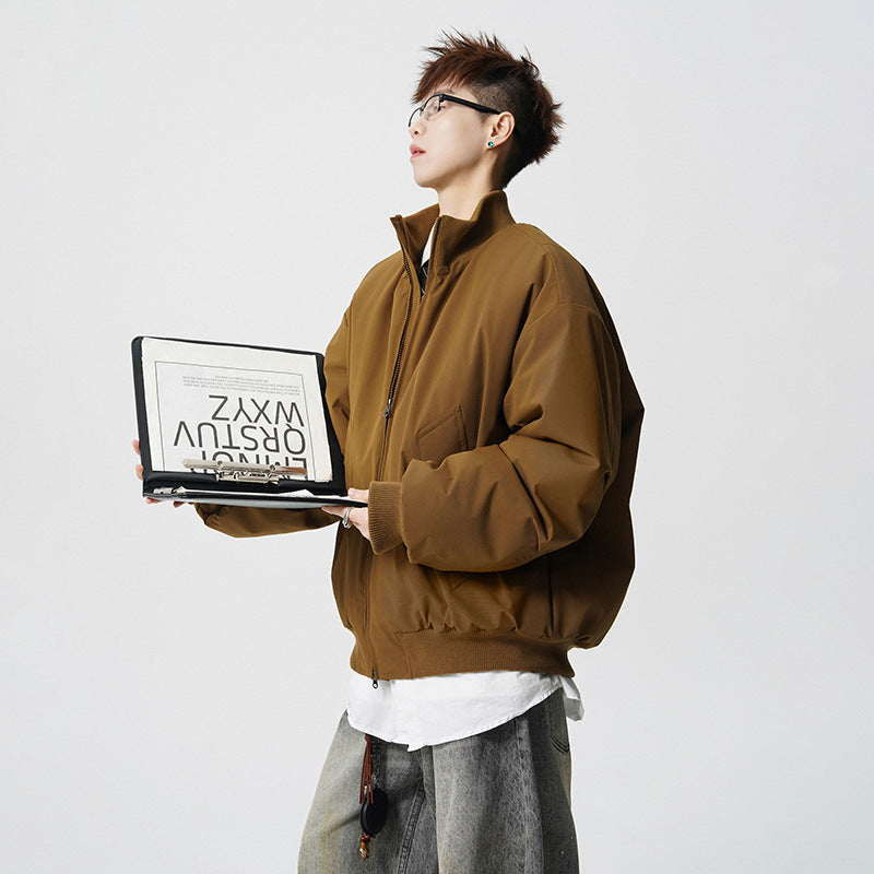 Men's Oversized Bomber Jacket with Padded Filling and Ribbed Hem Mune Fashion