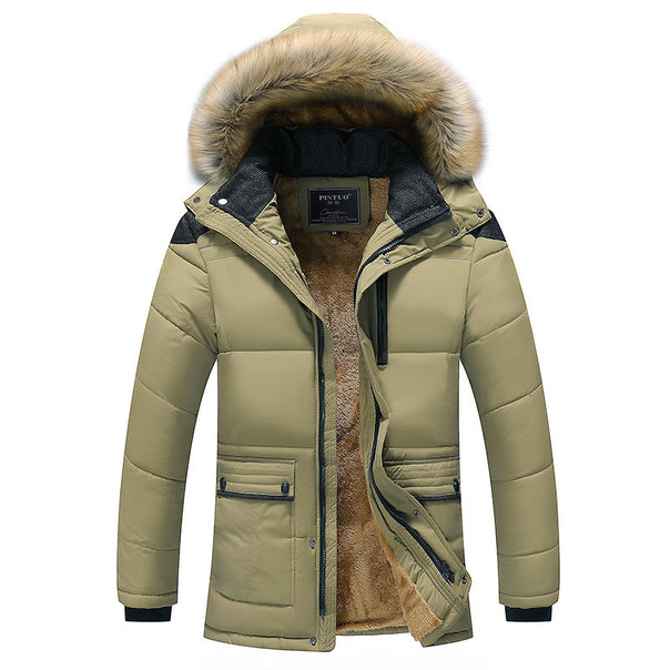 Men's longer quilted thermal parka with removable faux fur hood and teddy fleece lining Mune Fashion