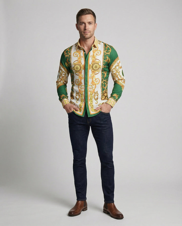 Men's Luxury Shirt with Impressive Baroque Pattern Mune Fashion