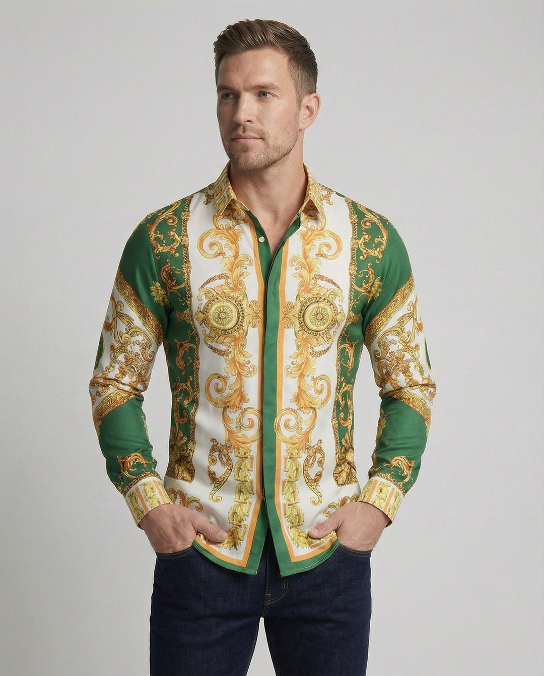 Men's Luxury Shirt with Impressive Baroque Pattern Mune Fashion
