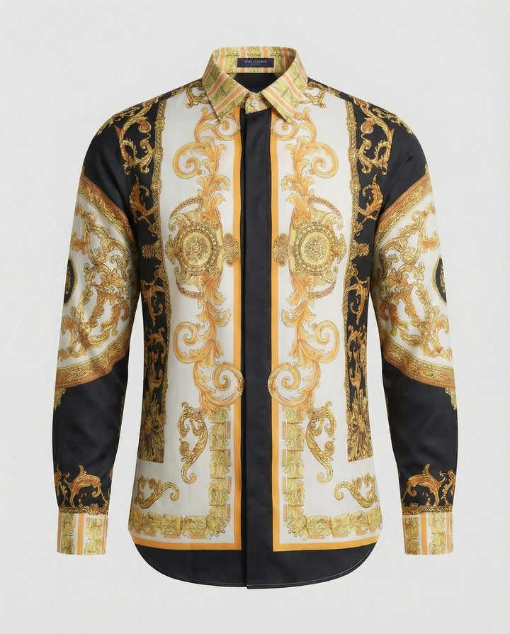 Men's Luxury Shirt with Impressive Baroque Pattern Mune Fashion