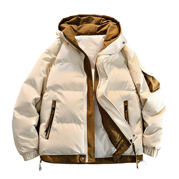 Men's oversized insulated hooded puffer jacket with contrast lining and drawcord hem Mune Fashion