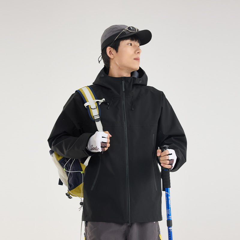 Men's Waterproof Softshell Outdoor Jacket with Adjustable Hood and Breathable Membrane Mune Fashion