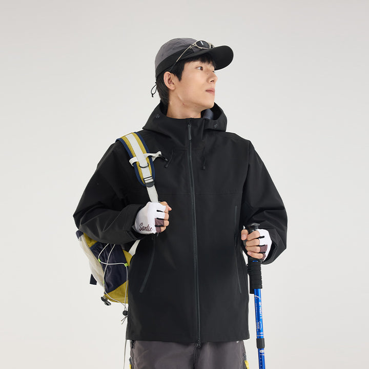 Men's Waterproof Softshell Outdoor Jacket with Adjustable Hood and Breathable Membrane Mune Fashion