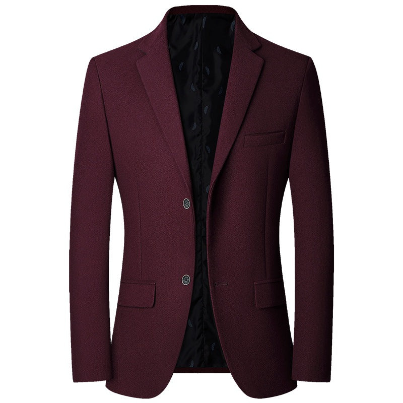 Men's Modern Tailored Single-Breasted Blazer Made of Wool Blend with Fine Texture Mune Fashion