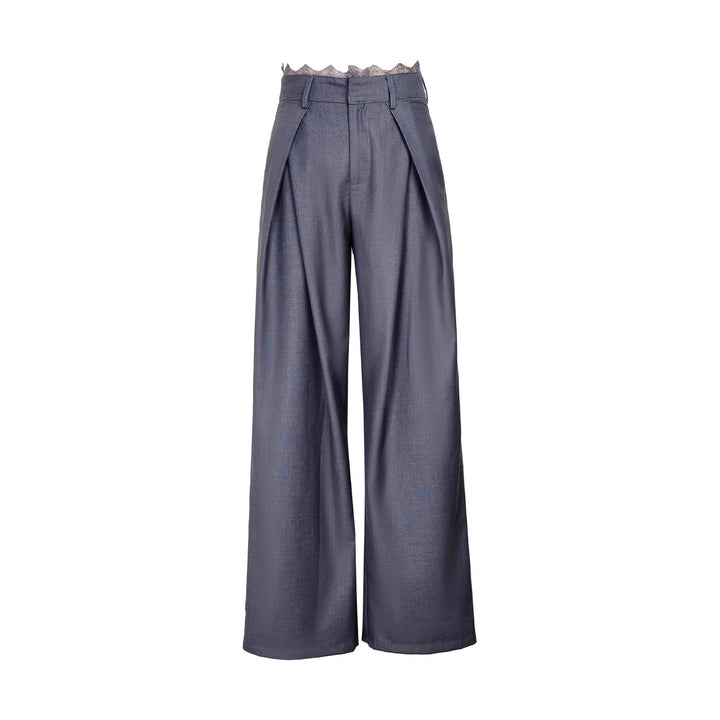 Women Stylish High-Waist Pants with Decorative Waistband Mune Fashion