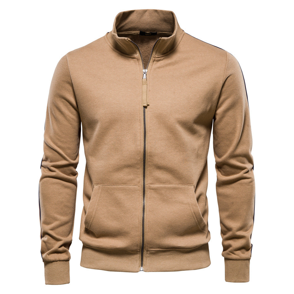 Men's sporty cotton sweatshirt jacket with stand-up collar and kangaroo pockets Mune Fashion