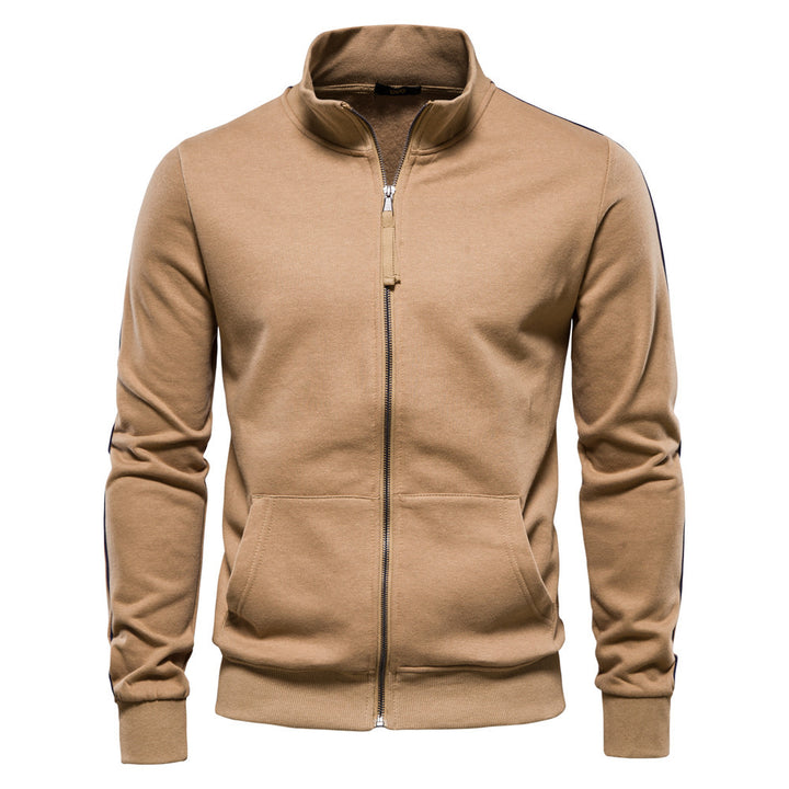 Men's sporty cotton sweatshirt jacket with stand-up collar and kangaroo pockets Mune Fashion