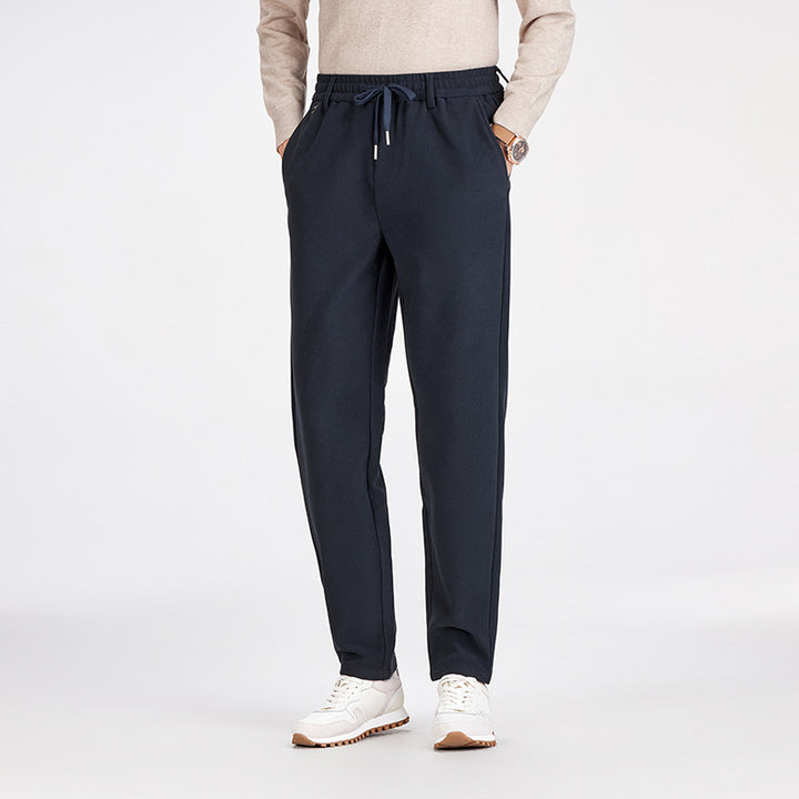 Men's Casual Jogging Pants with Straight Cut, Elastic Waistband, and Turned-Up Hem Mune Fashion