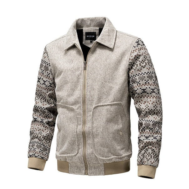 Men's knit bomber jacket with zipper, ribbed hem & Norwegian sleeves Mune Fashion