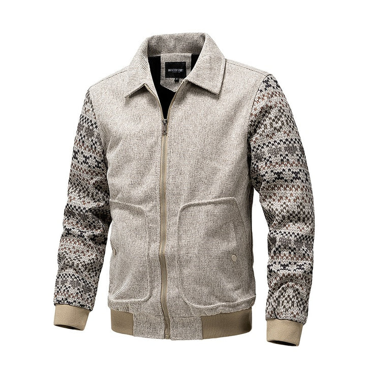 Men's knit bomber jacket with zipper, ribbed hem & Norwegian sleeves Mune Fashion