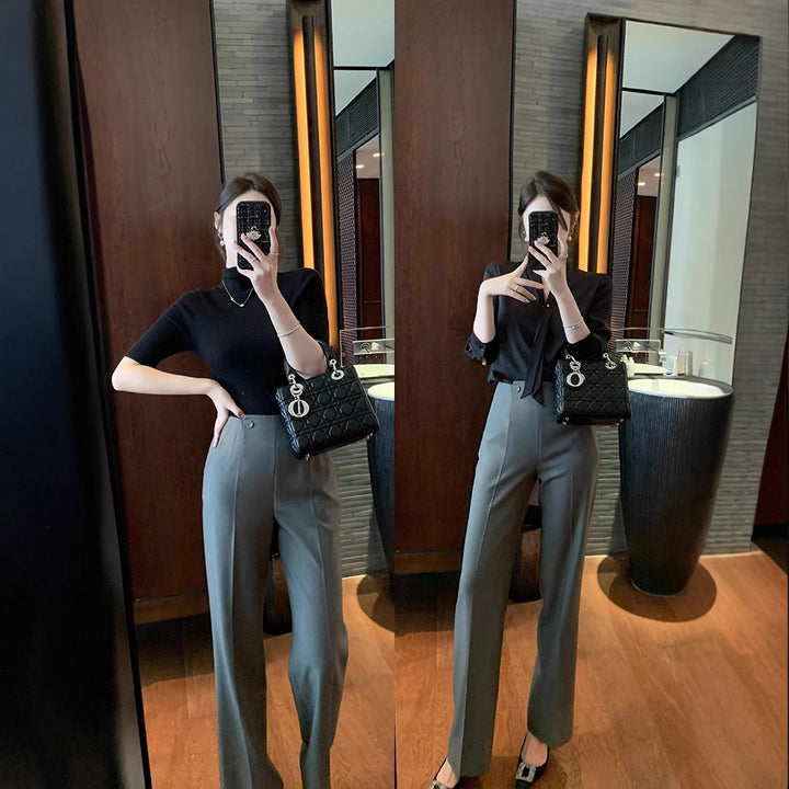 Women's Elegant and High-Waisted Suit Pants Drune