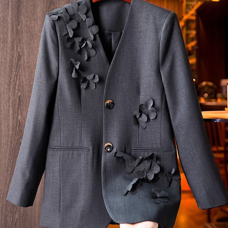 Women’s Fashion Blazer with 3D Flower Details Mune Fashion